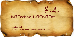 Hörcher Lóránt névjegykártya